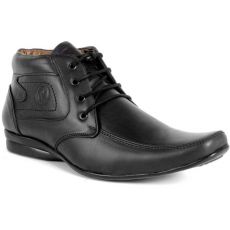 Candle Leather High Ankel Shoes Lace Up (Black)